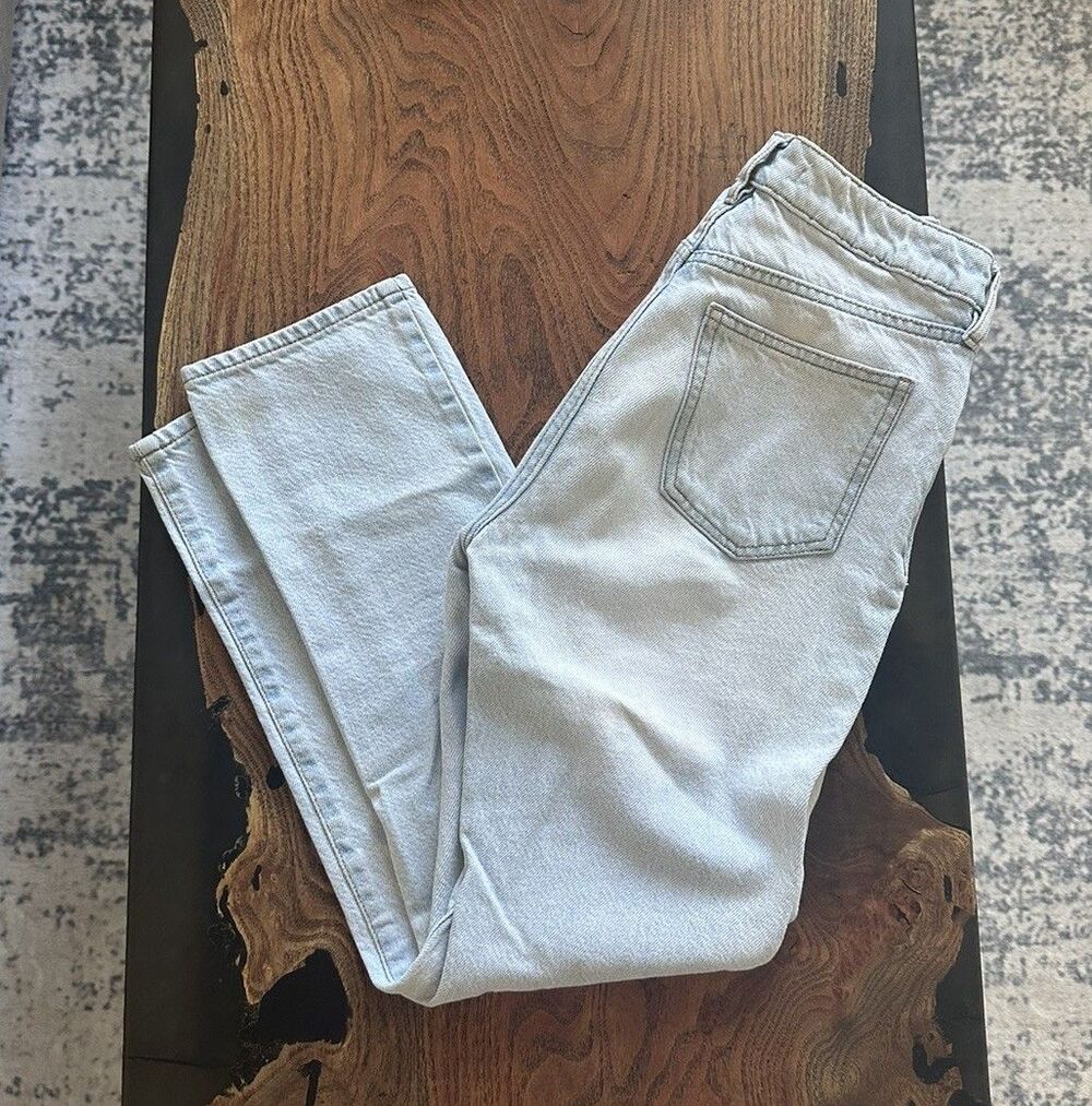 PacSun Jeans Women's 25 Light Blue 100% Cotton Mom High Rise Straight Leg